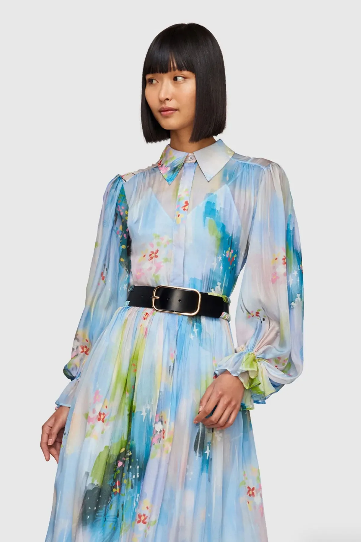 Cassie Tie Neck Midi Dress - Willow Print by Leo & Lin