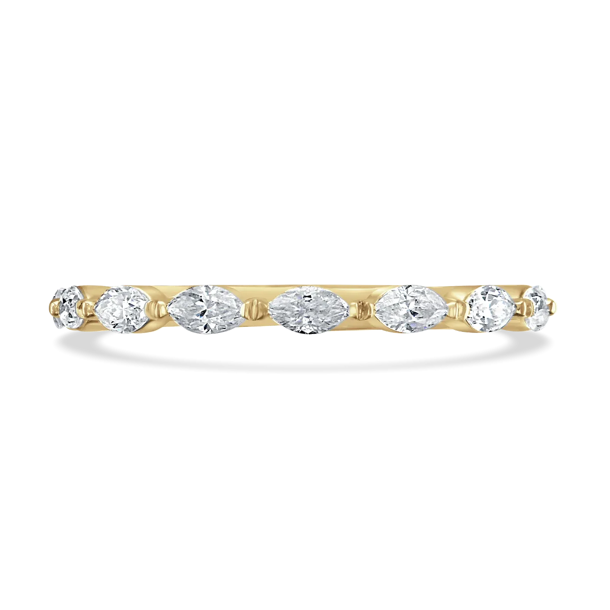 Claw Set Marquise Cut Diamond Band In 18ct Yellow Gold