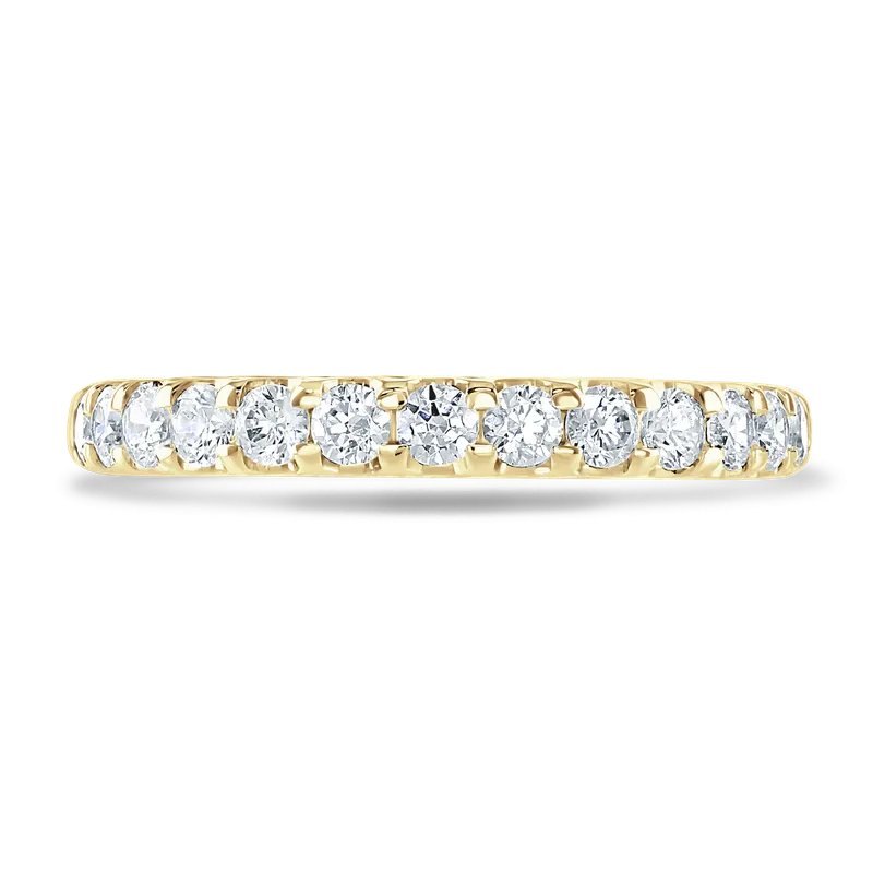 Claw Set Round Brilliant Cut Diamond Band In 18ct Yellow Gold