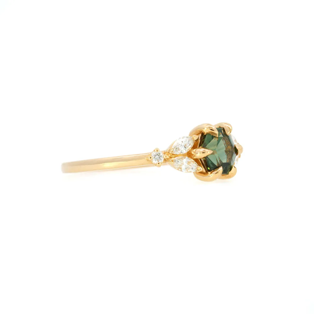 'Cleo' Hexagon Teal Sapphire Ring