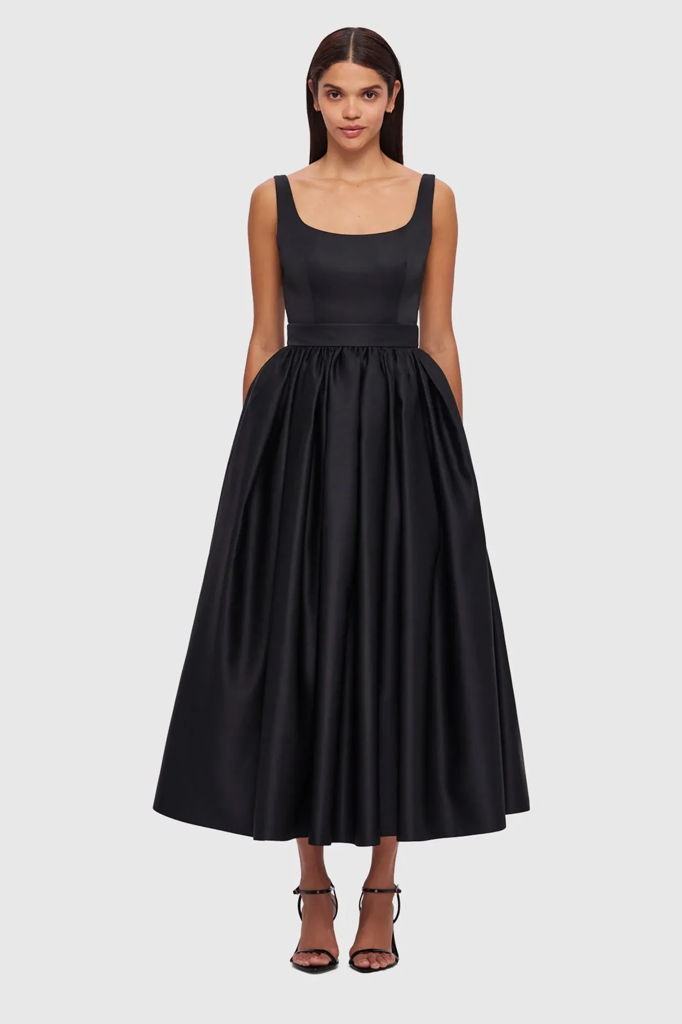 Colleen Midi Dress Ebony by Leo Lin