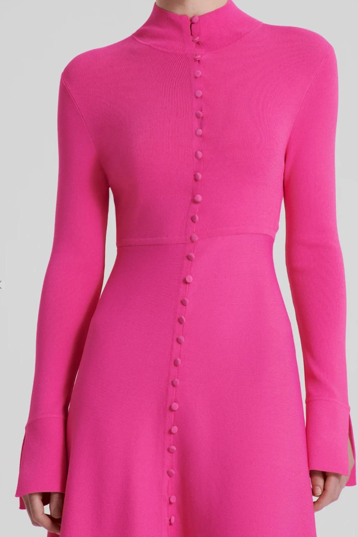 Crepe Knit Button Polo Dress Fuchsia by Scanlan Theodore