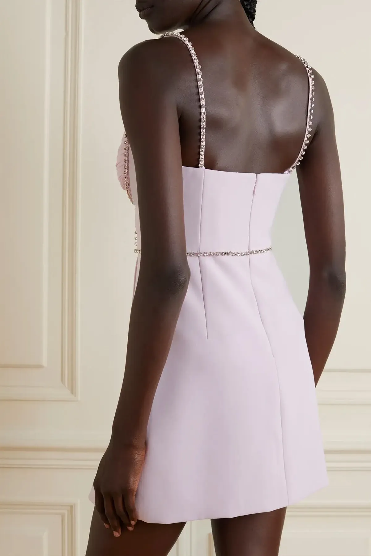Crystal-Embellished Crepe Mini Dress by Self-Portrait