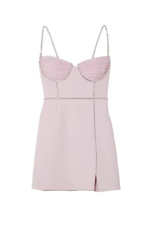 Crystal-Embellished Crepe Mini Dress by Self-Portrait