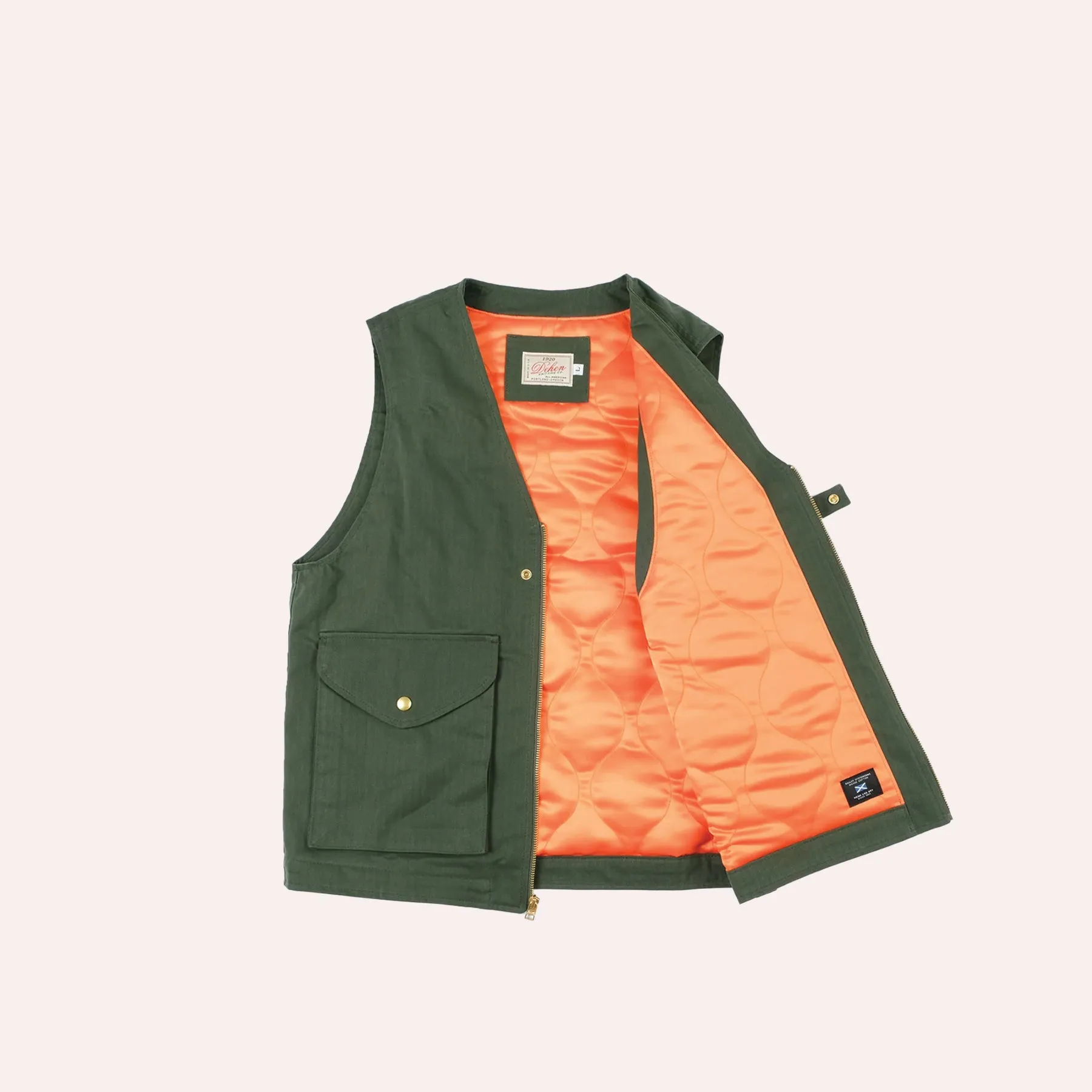 Dehen Cargo Carrier Vest Wax Coat Spruce