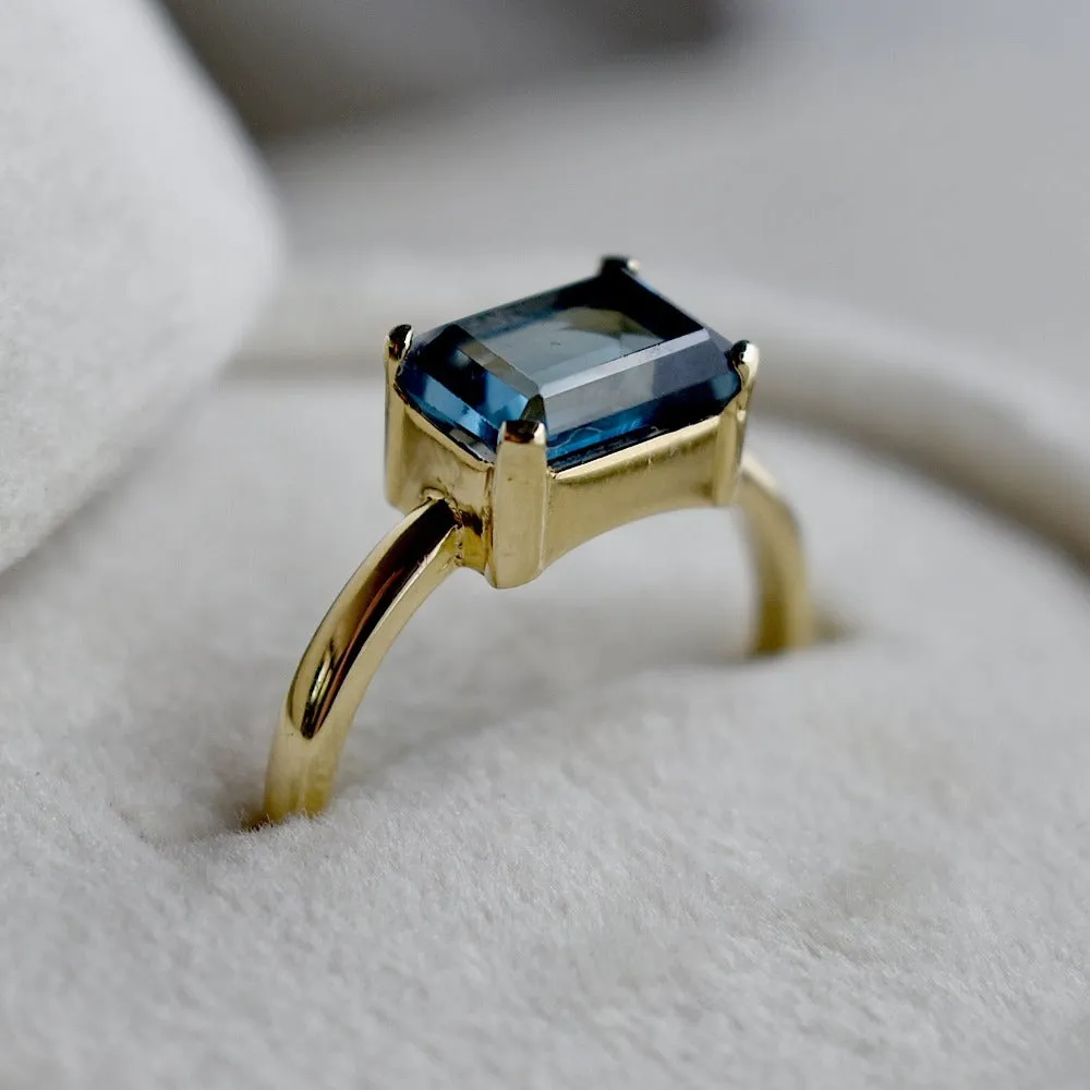 Emerald Cut London Blue Topaz Ring