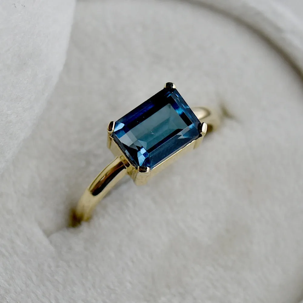 Emerald Cut London Blue Topaz Ring