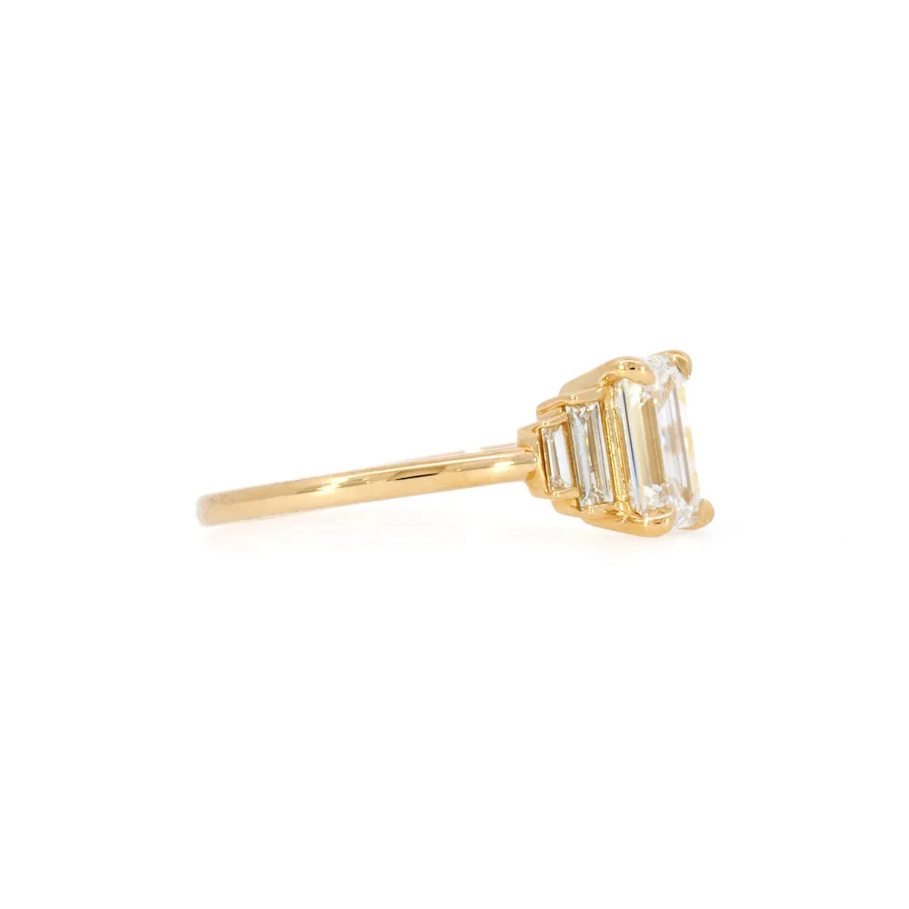 Emerald Cut Triplet Lab Diamond Ring