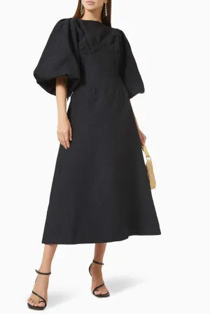 Emiko Balloon-Sleeve Maxi Dress Black by Rachel Gilbert