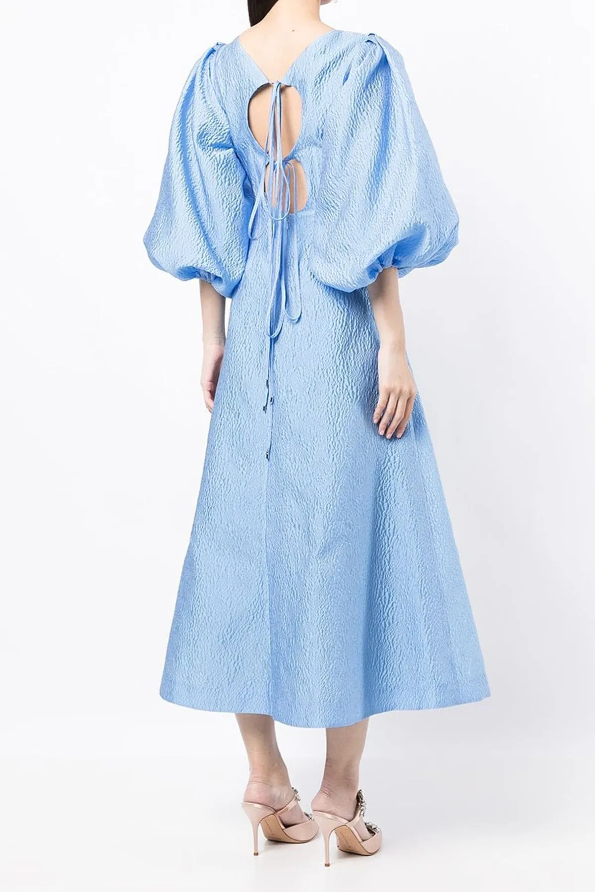 Emiko Balloon-Sleeve Maxi Dress Light Blue by Rachel Gilbert
