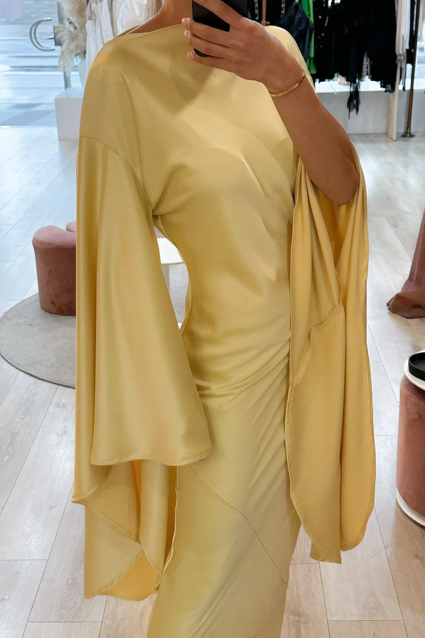 Empire Yellow Maxi With Dramatic Sleeves by HSH