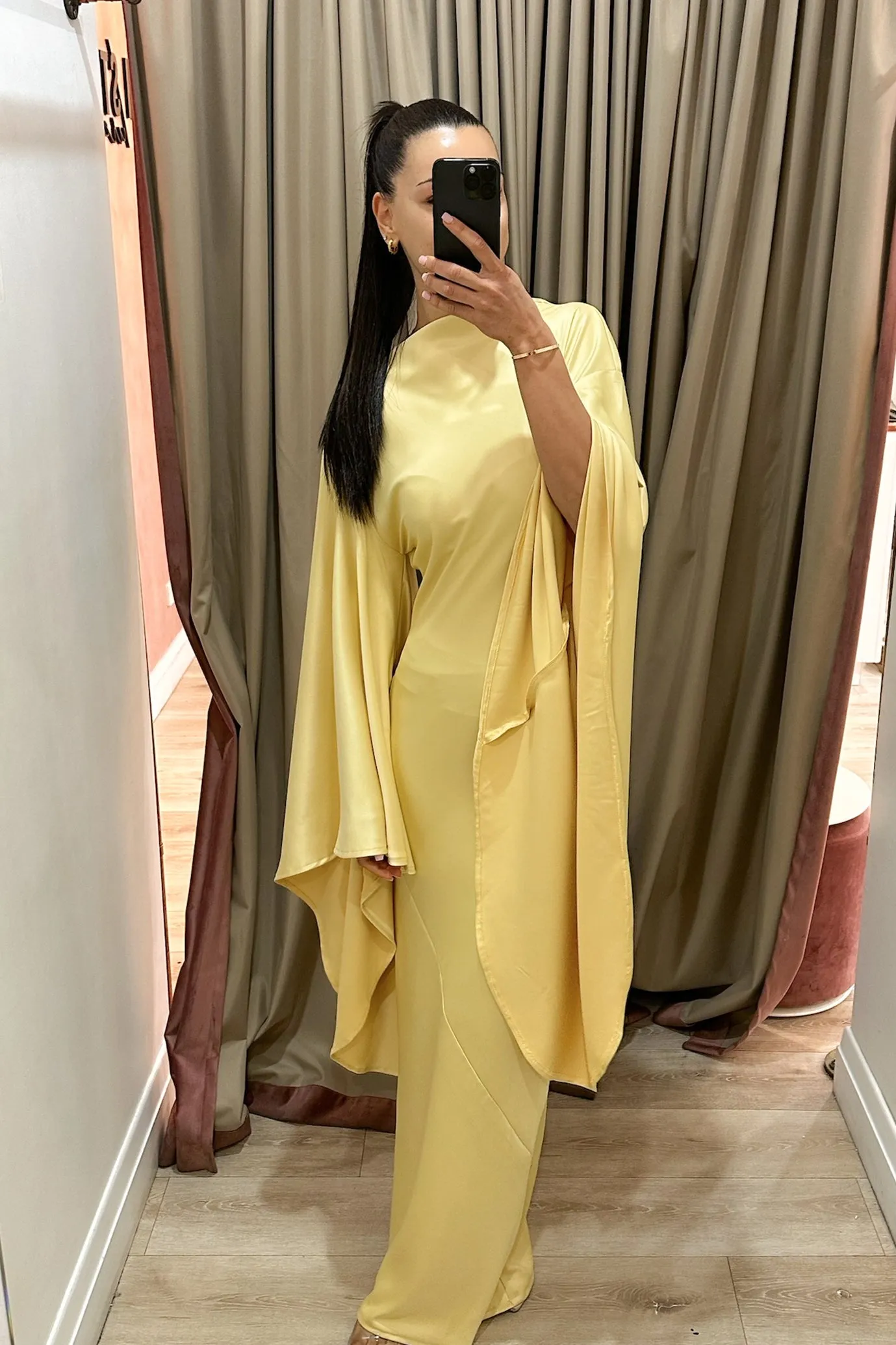 Empire Yellow Maxi With Dramatic Sleeves by HSH