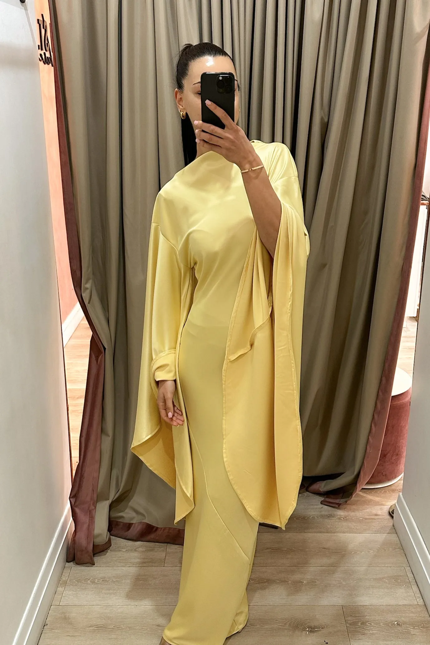 Empire Yellow Maxi With Dramatic Sleeves by HSH