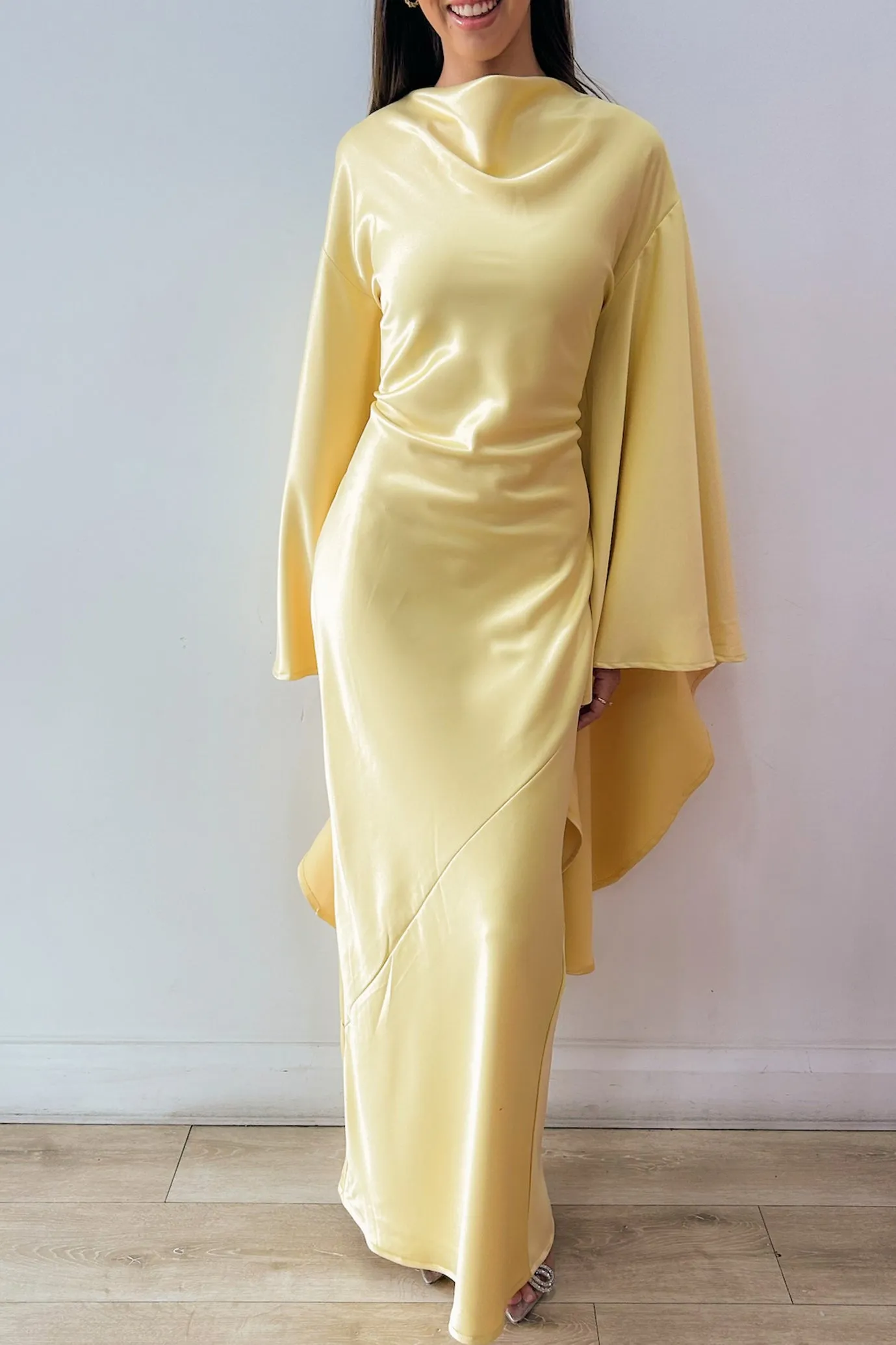 Empire Yellow Maxi With Dramatic Sleeves by HSH