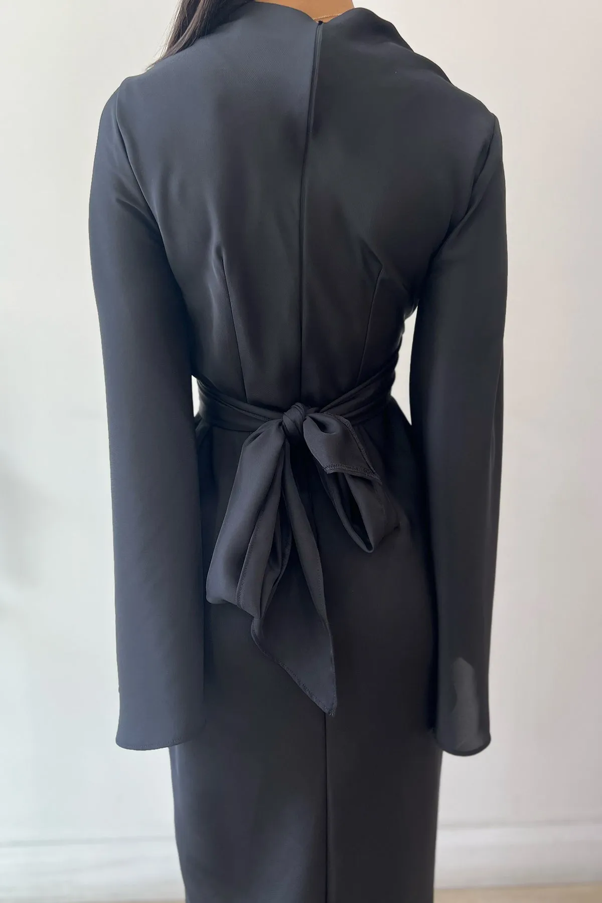 Ezra Black Wrap Dress by HSH