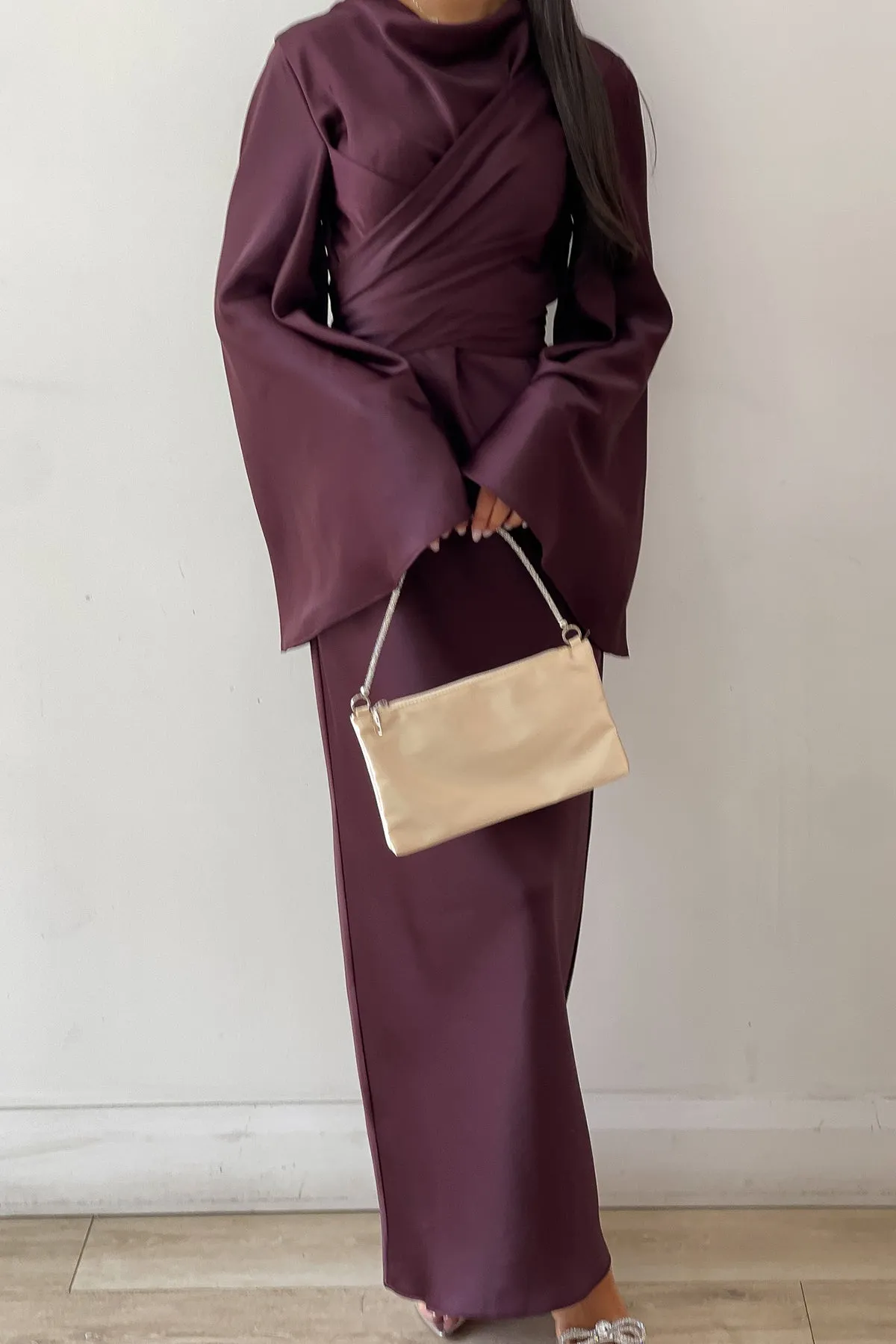 Ezra Burgundy Wrap Dress by HSH
