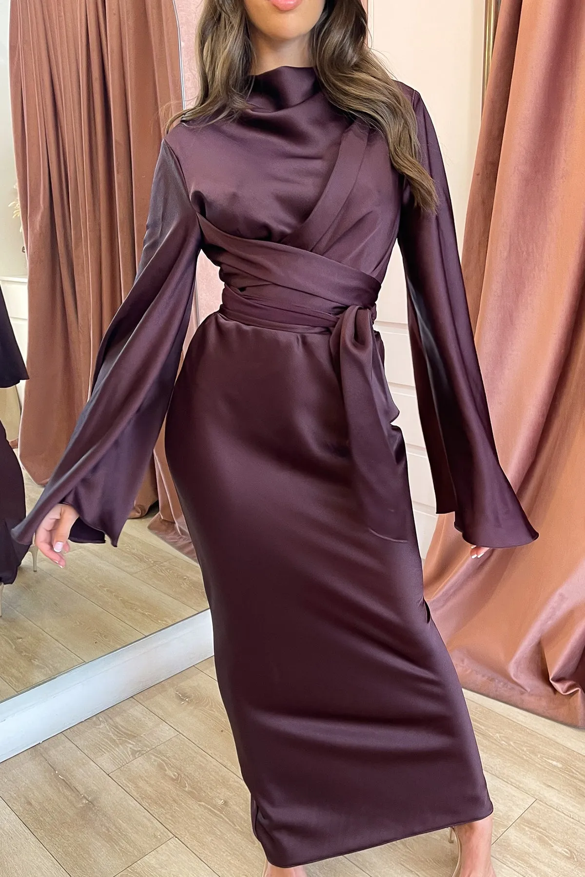 Ezra Burgundy Wrap Dress by HSH