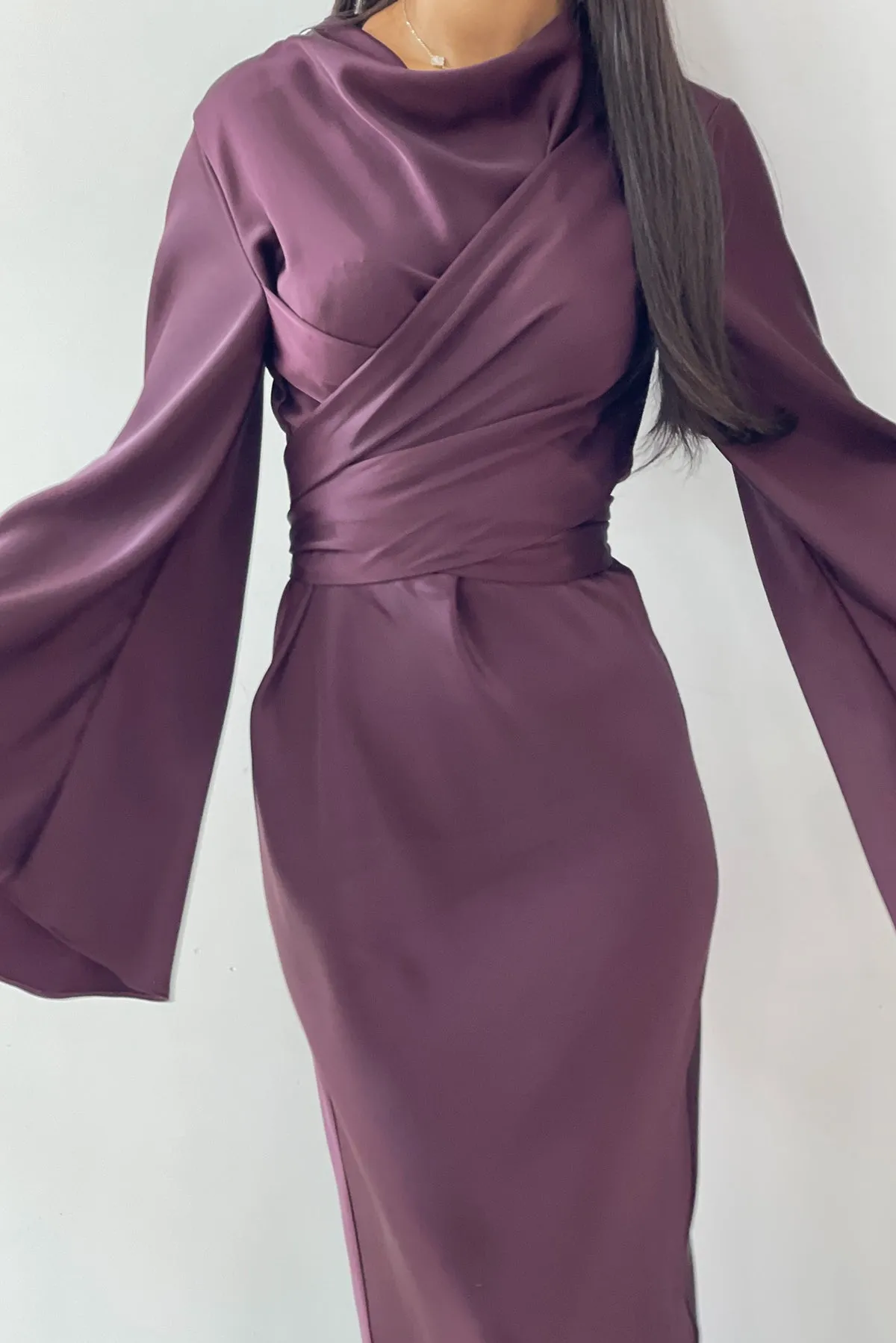 Ezra Burgundy Wrap Dress by HSH
