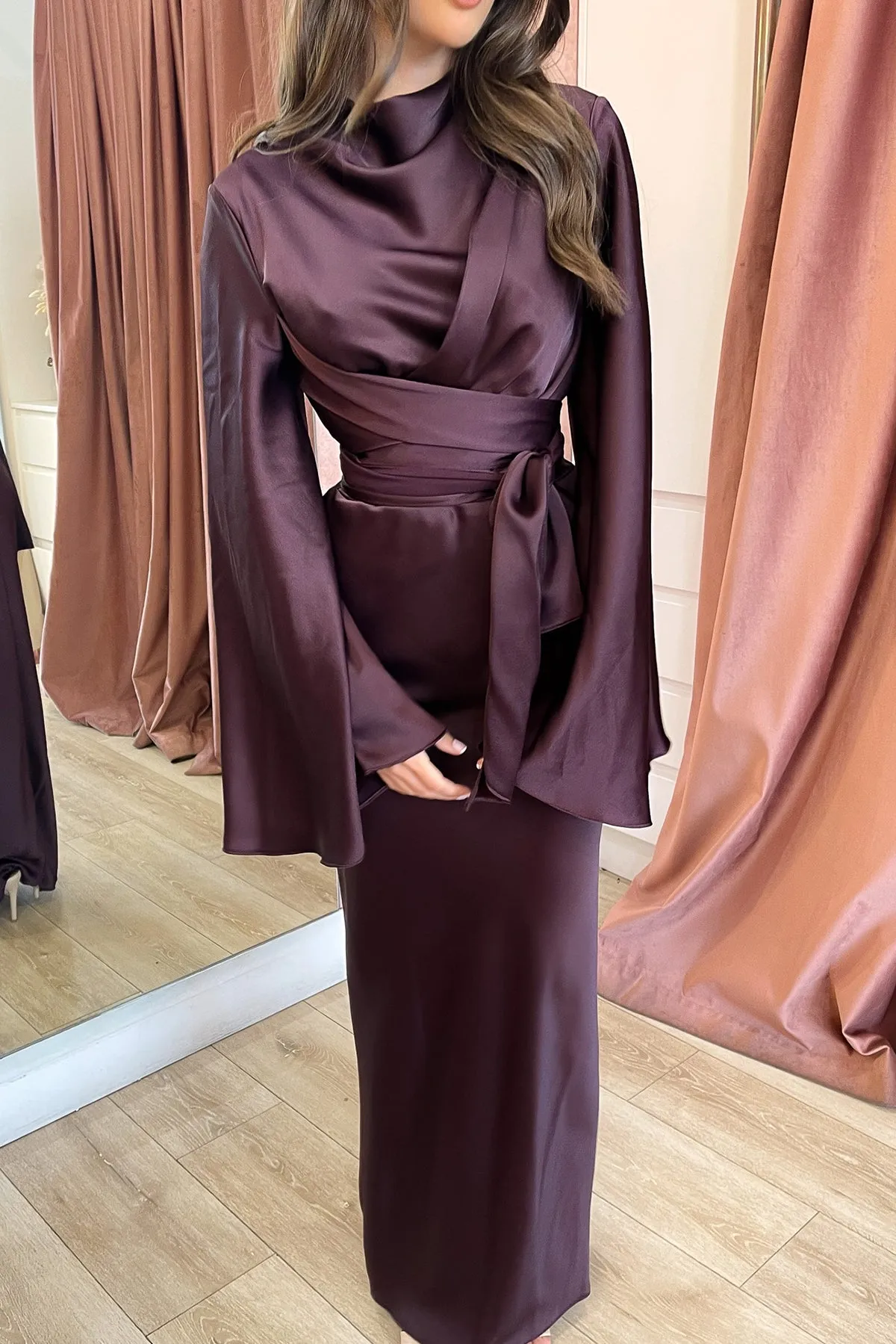 Ezra Burgundy Wrap Dress by HSH