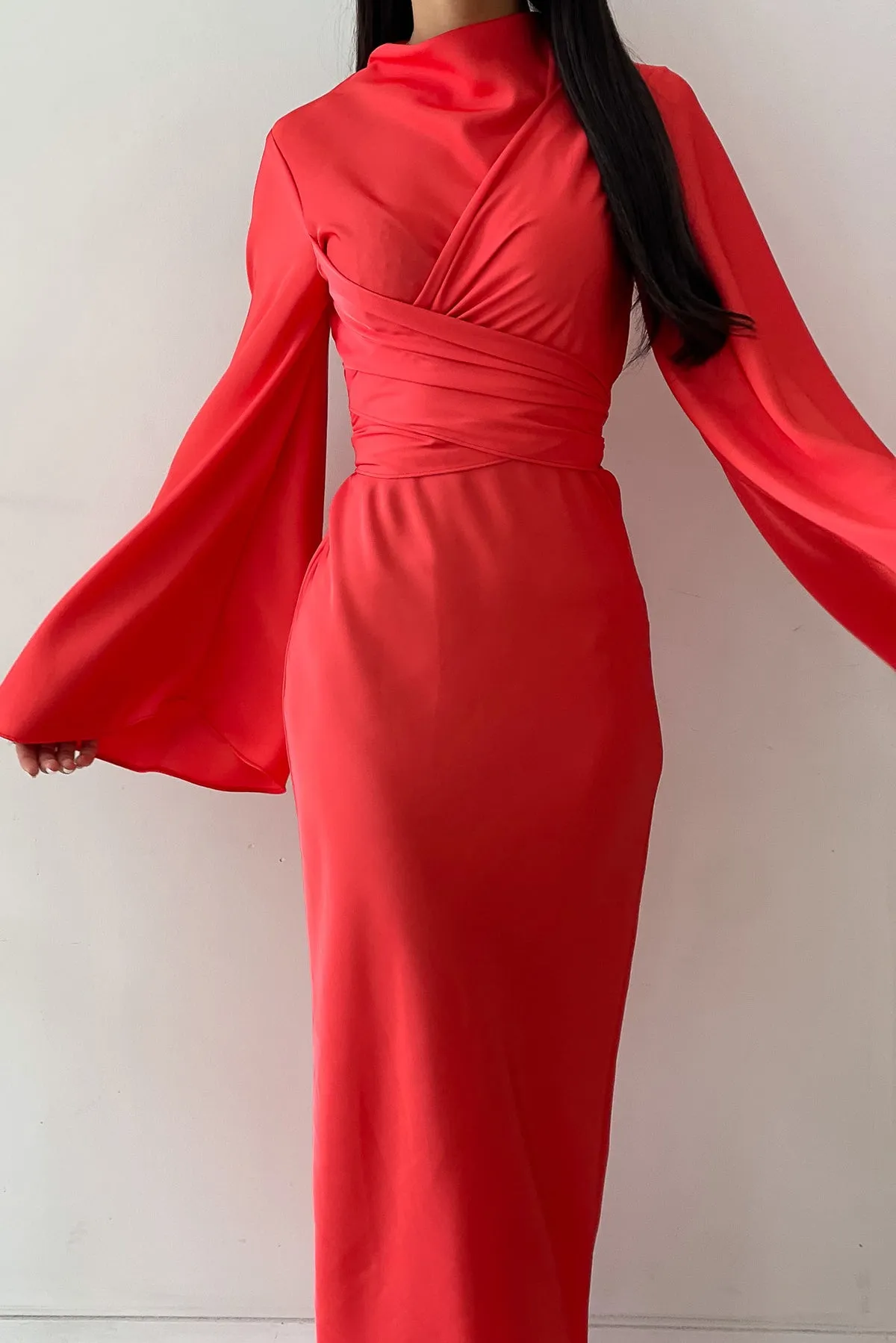 Ezra Coral Wrap Dress by HSH