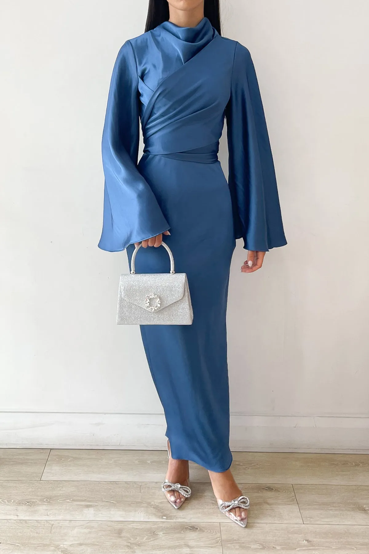 Ezra Navy Wrap Dress by HSH
