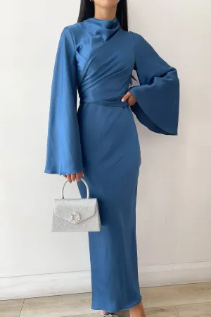 Ezra Navy Wrap Dress by HSH