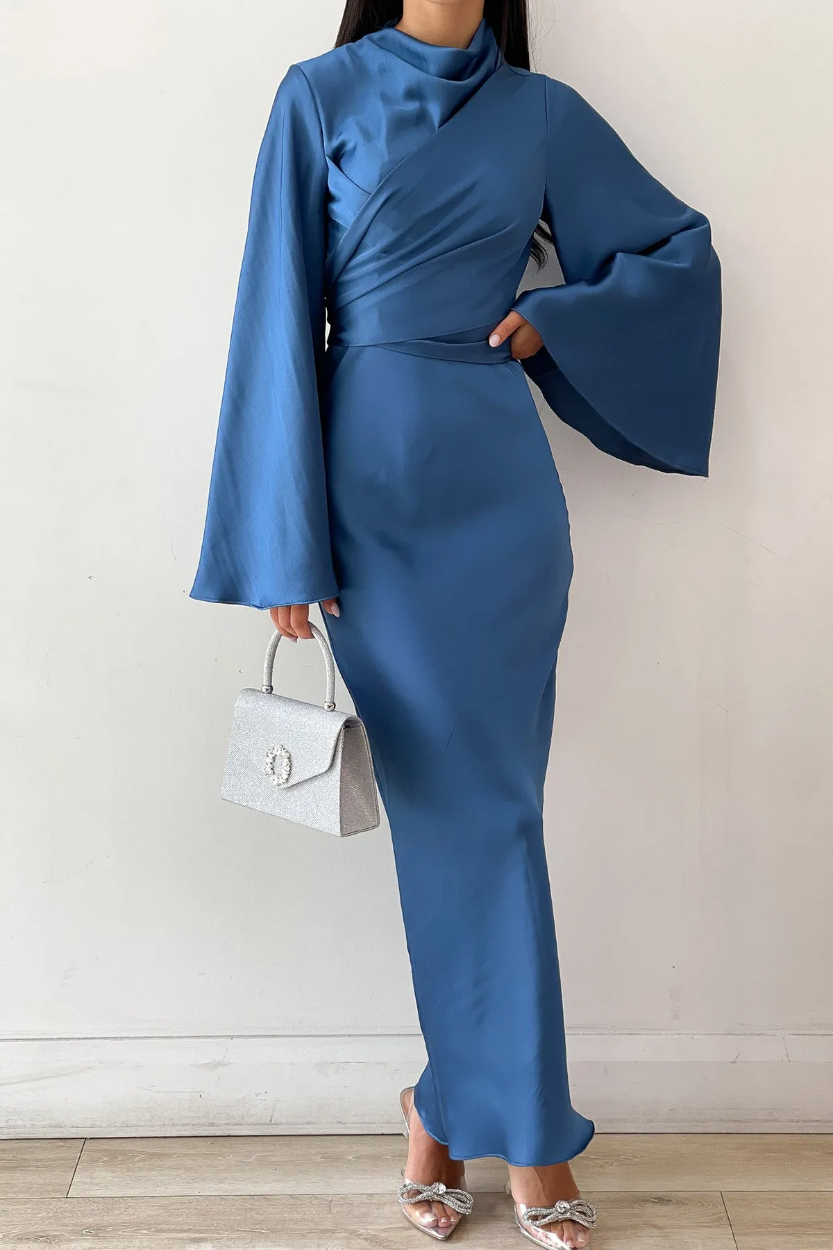 Ezra Navy Wrap Dress by HSH