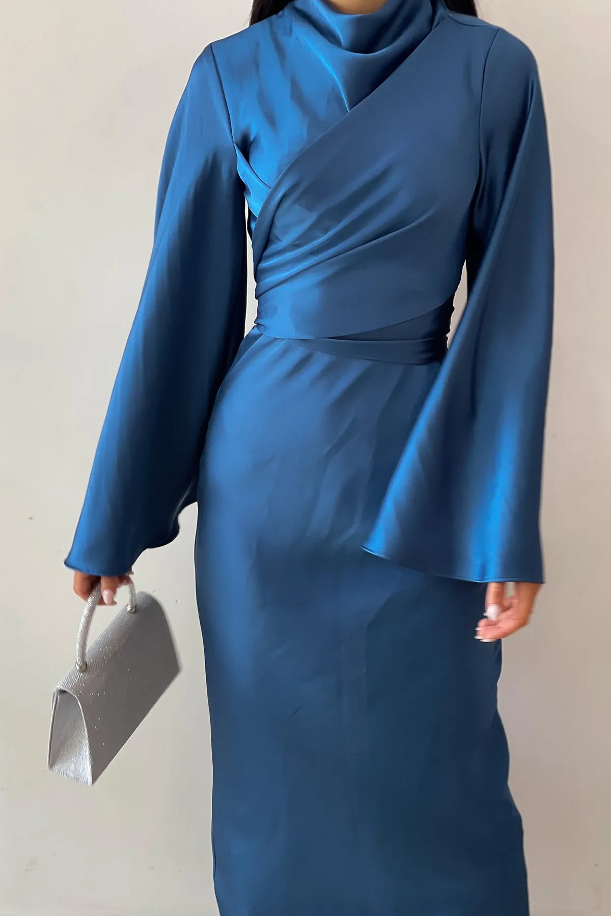 Ezra Navy Wrap Dress by HSH