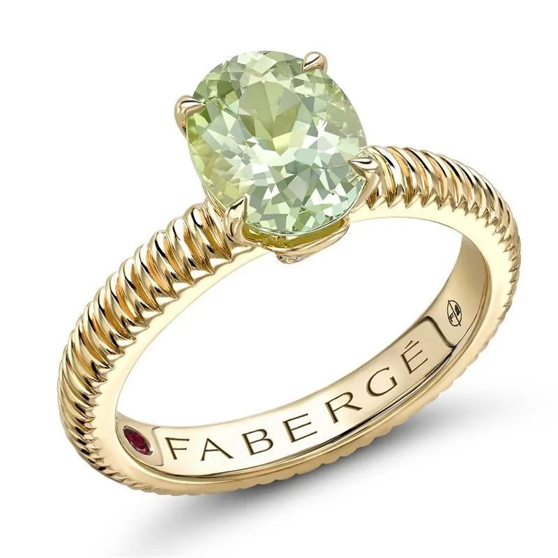 Faberge Colours of Love 18ct Yellow Gold Tourmaline Fluted Ring