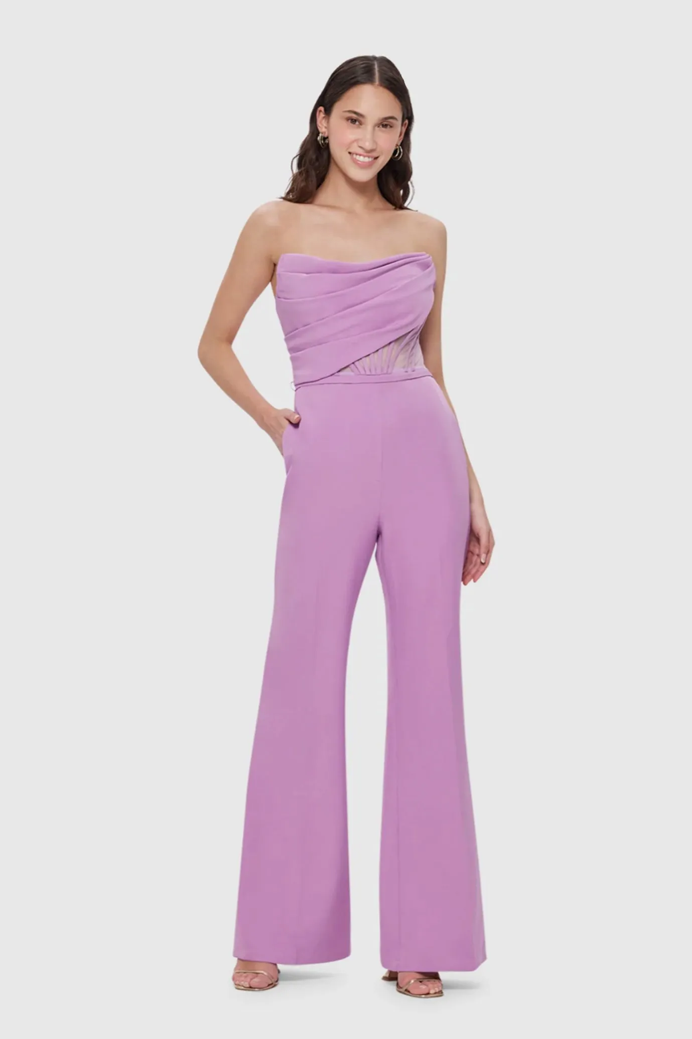 FINAL SALE: Carmen Draped Jumpsuit Lilac by Leo Lin