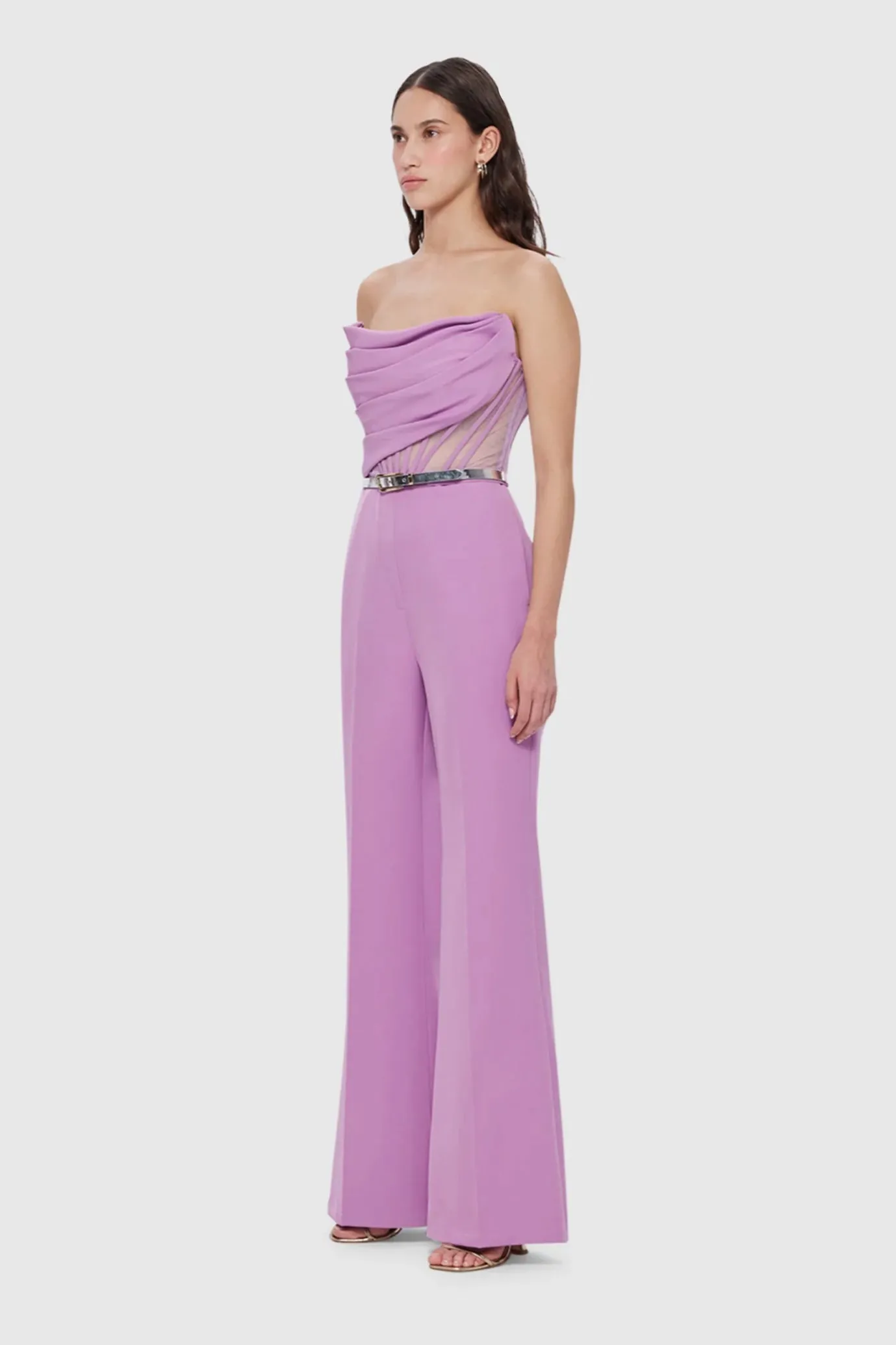 FINAL SALE: Carmen Draped Jumpsuit Lilac by Leo Lin