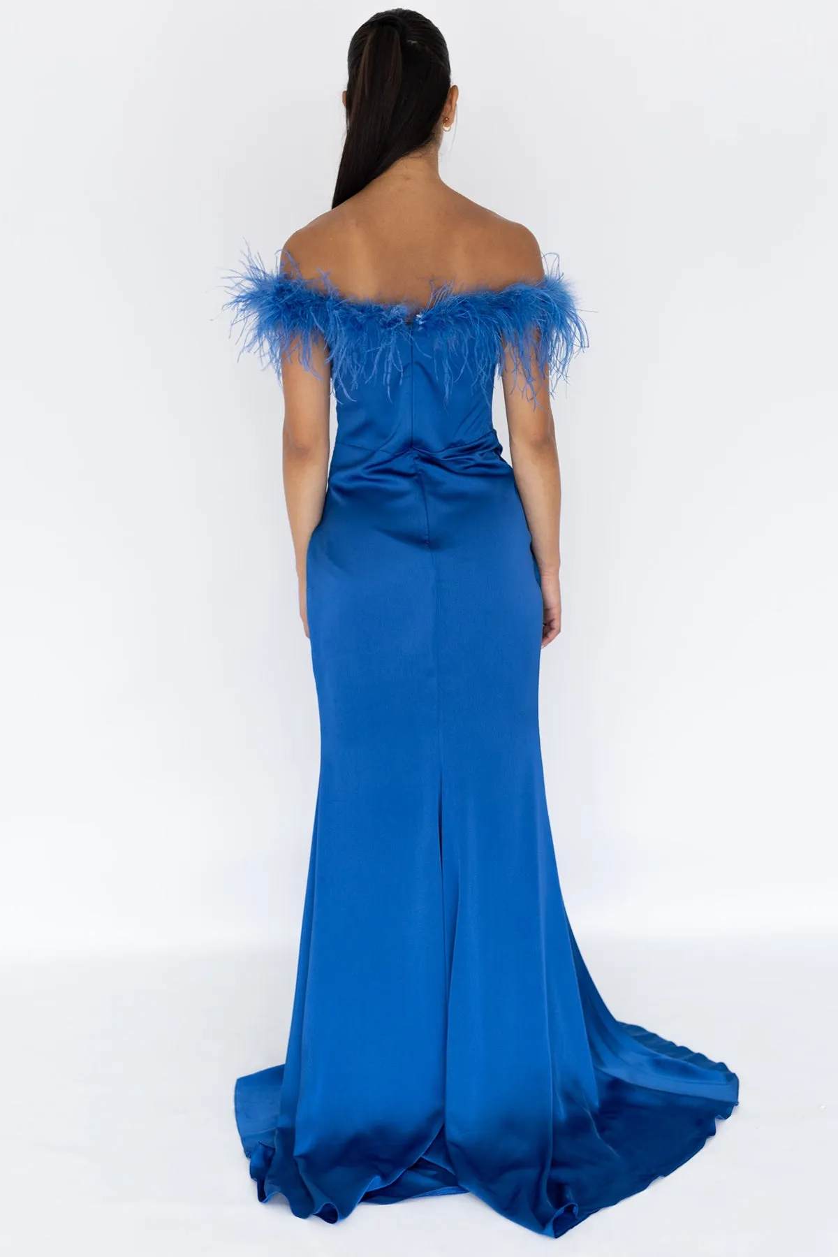 FINAL SALE: Harley Feather Gown Electric Blue by HSH