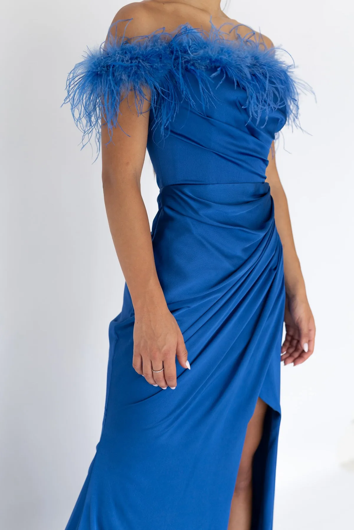 FINAL SALE: Harley Feather Gown Electric Blue by HSH