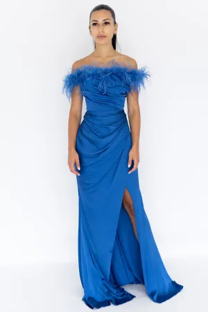 FINAL SALE: Harley Feather Gown Electric Blue by HSH