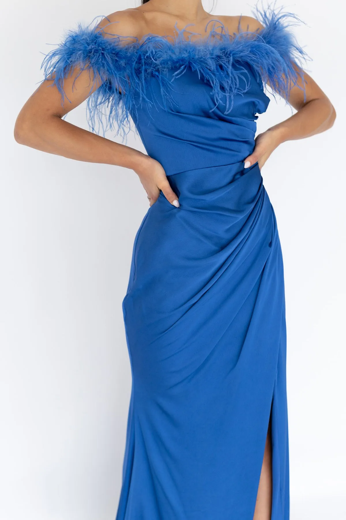 FINAL SALE: Harley Feather Gown Electric Blue by HSH