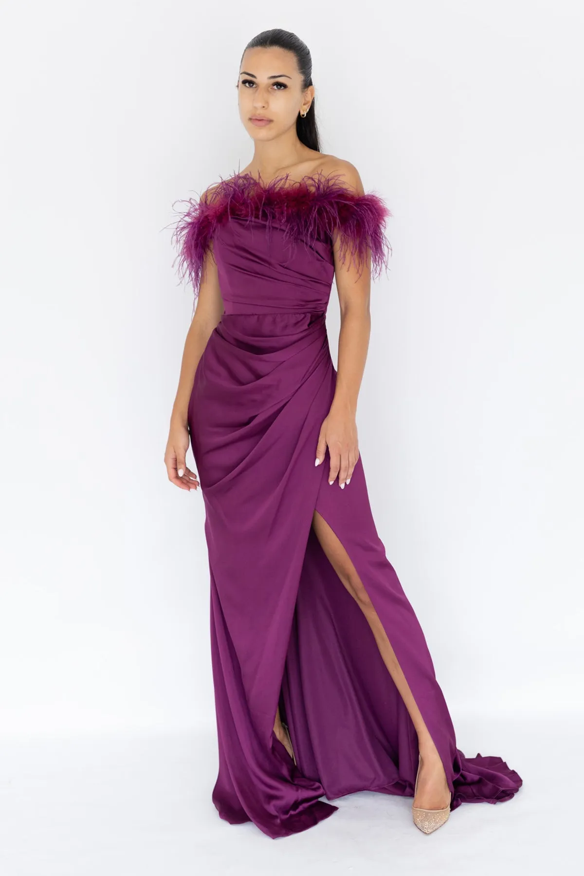 FINAL SALE: Harley Feather Gown Purple by HSH
