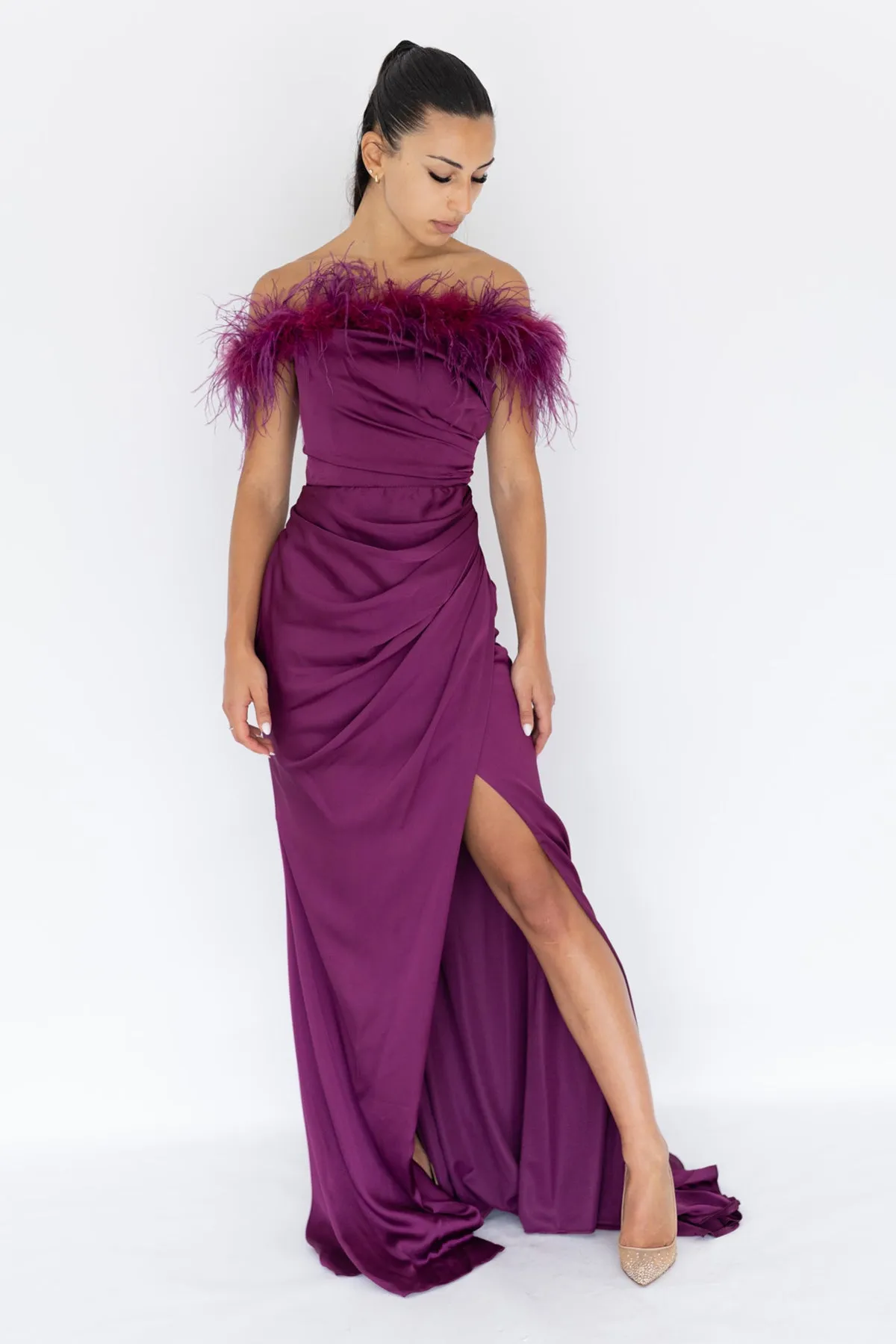 FINAL SALE: Harley Feather Gown Purple by HSH