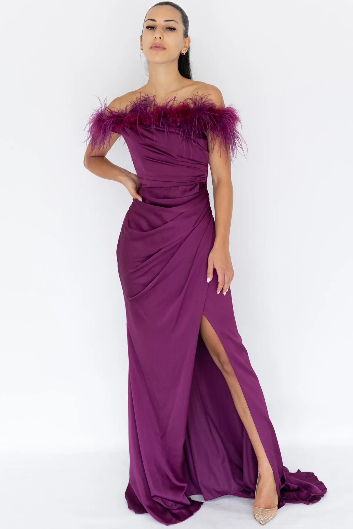 FINAL SALE: Harley Feather Gown Purple by HSH