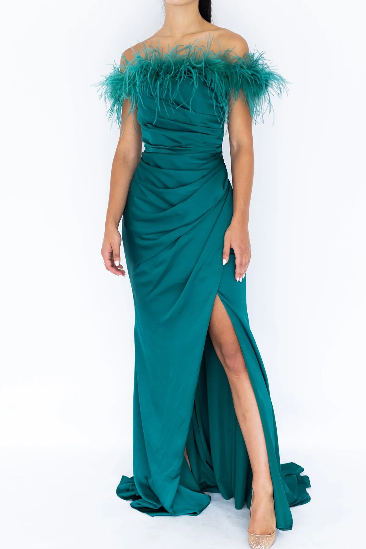 FINAL SALE: Harley Feather Gown Teal by HSH