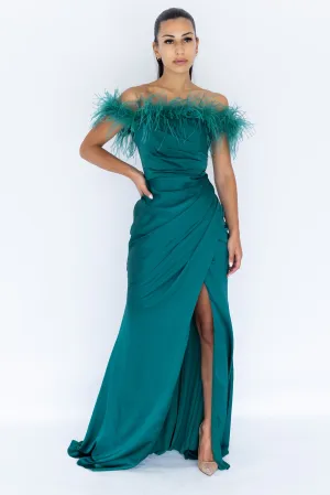 FINAL SALE: Harley Feather Gown Teal by HSH