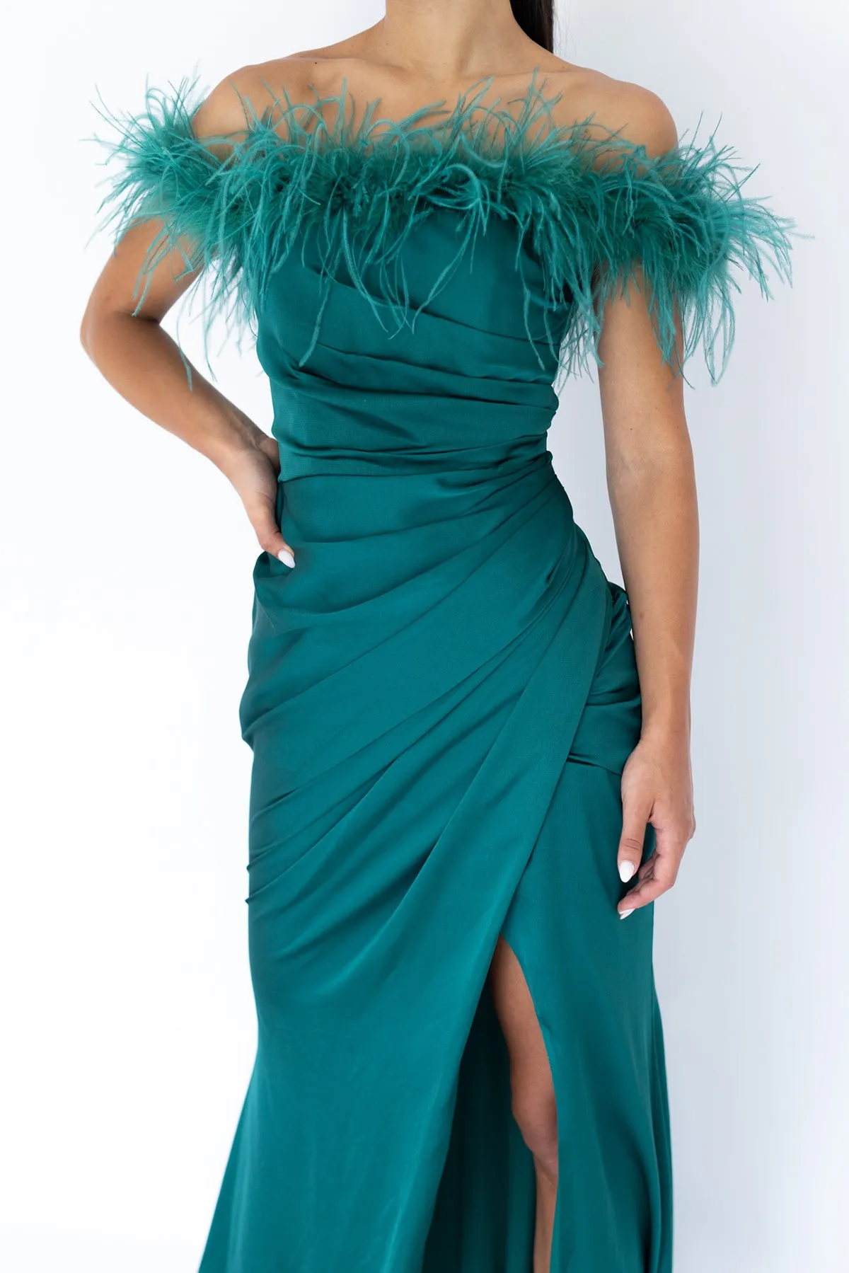 FINAL SALE: Harley Feather Gown Teal by HSH