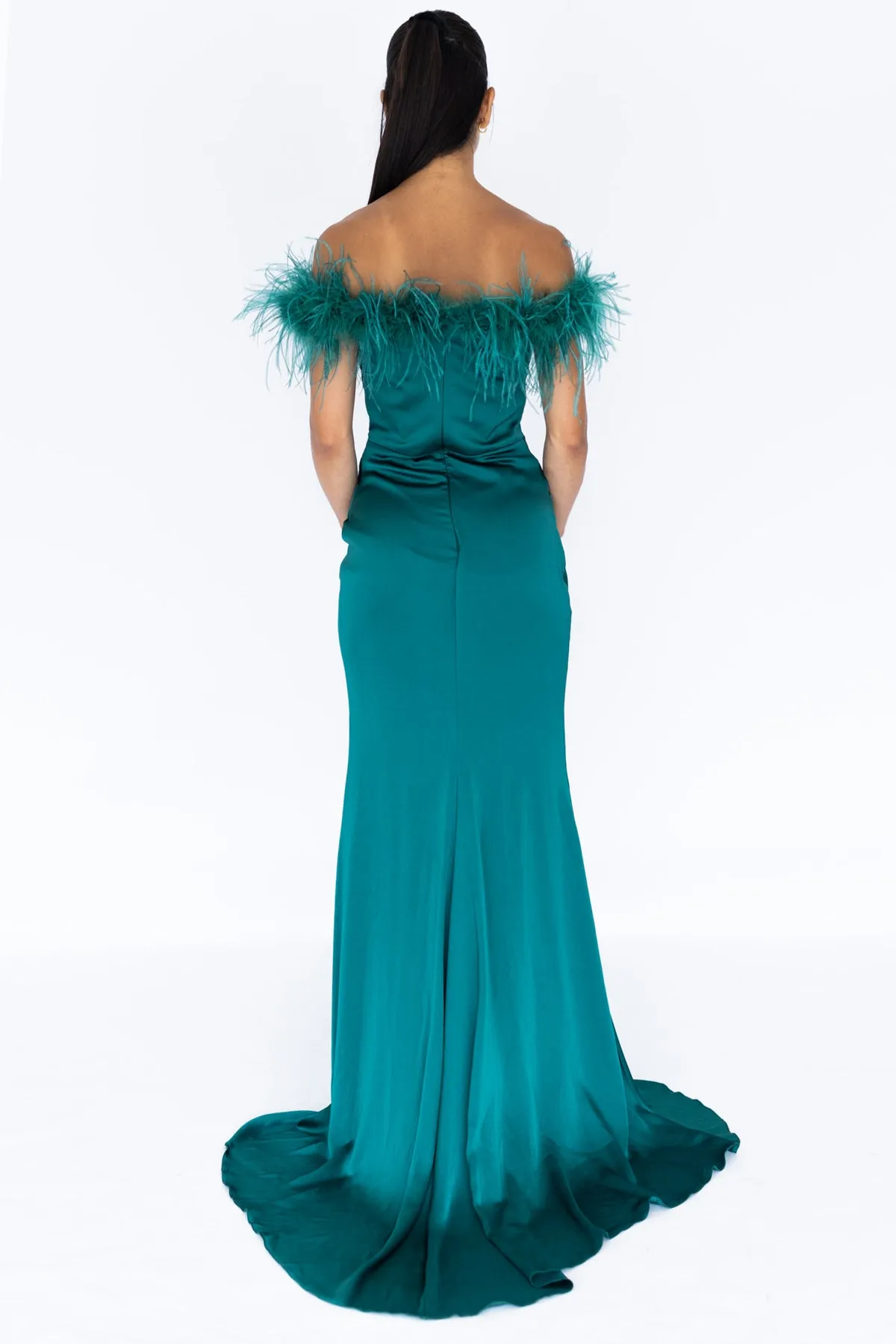 FINAL SALE: Harley Feather Gown Teal by HSH