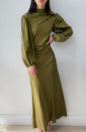 FINAL SALE: Nostalgic Khaki Midi Dress by HSH