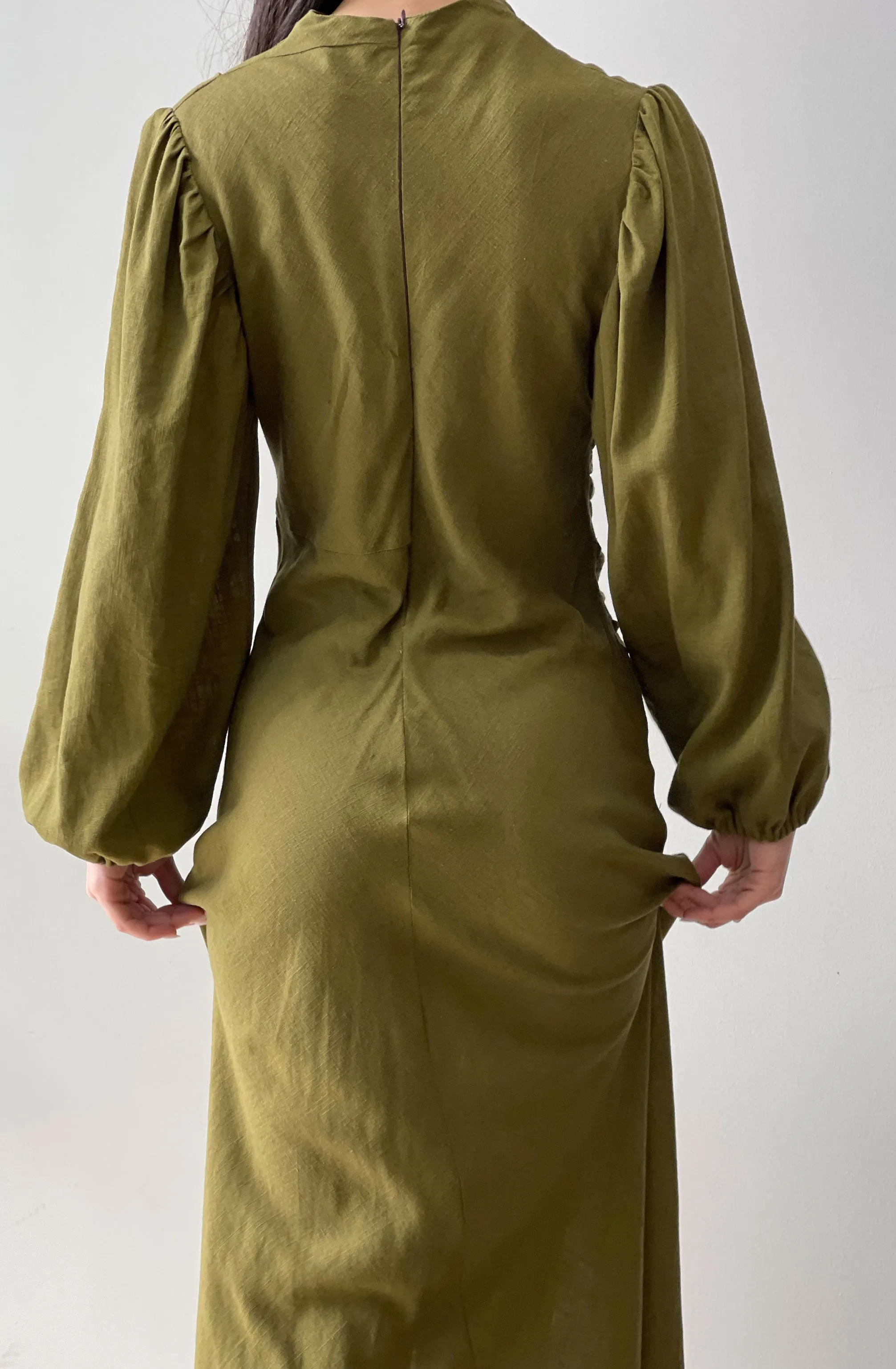 FINAL SALE: Nostalgic Khaki Midi Dress by HSH