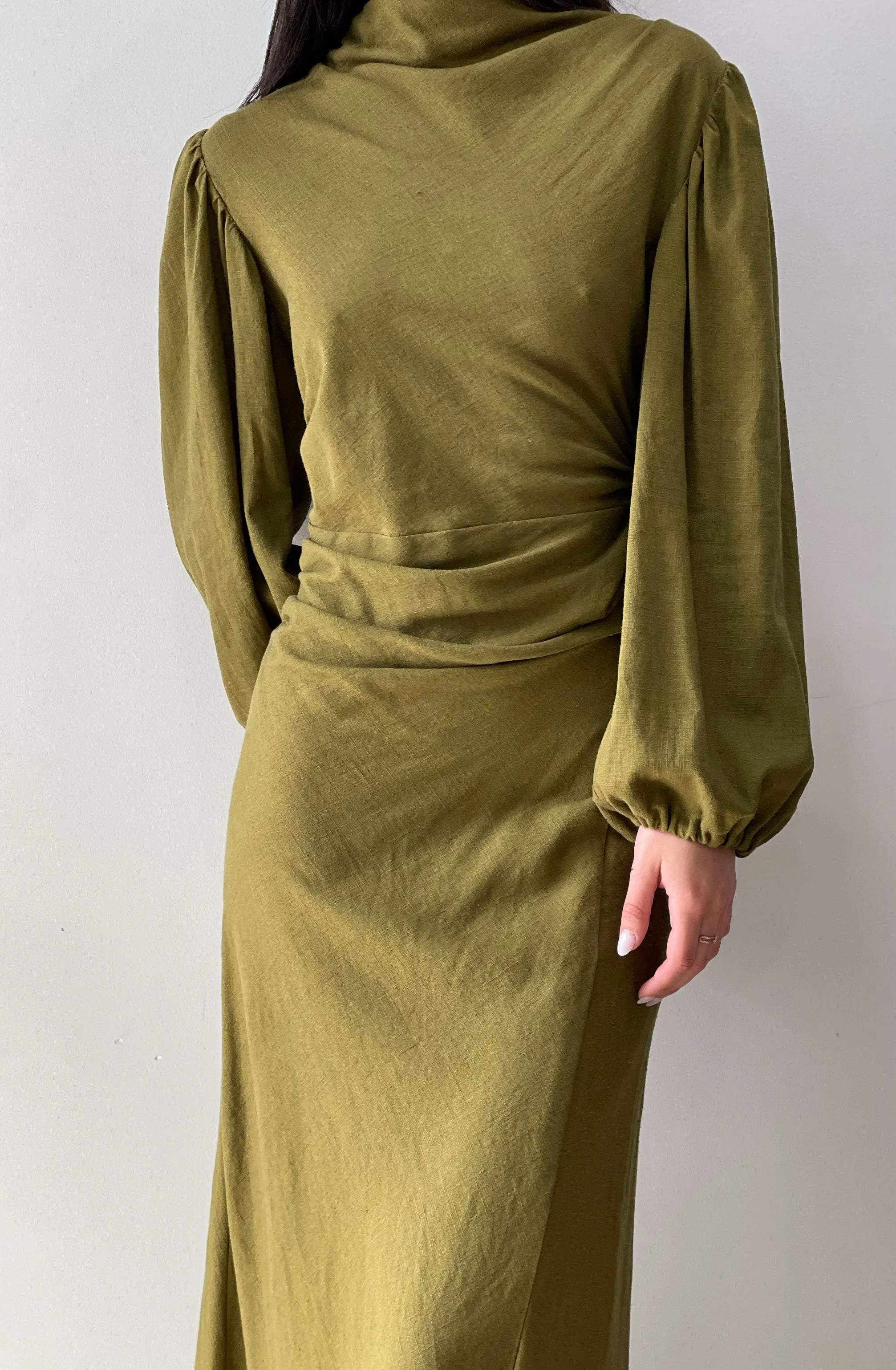 FINAL SALE: Nostalgic Khaki Midi Dress by HSH