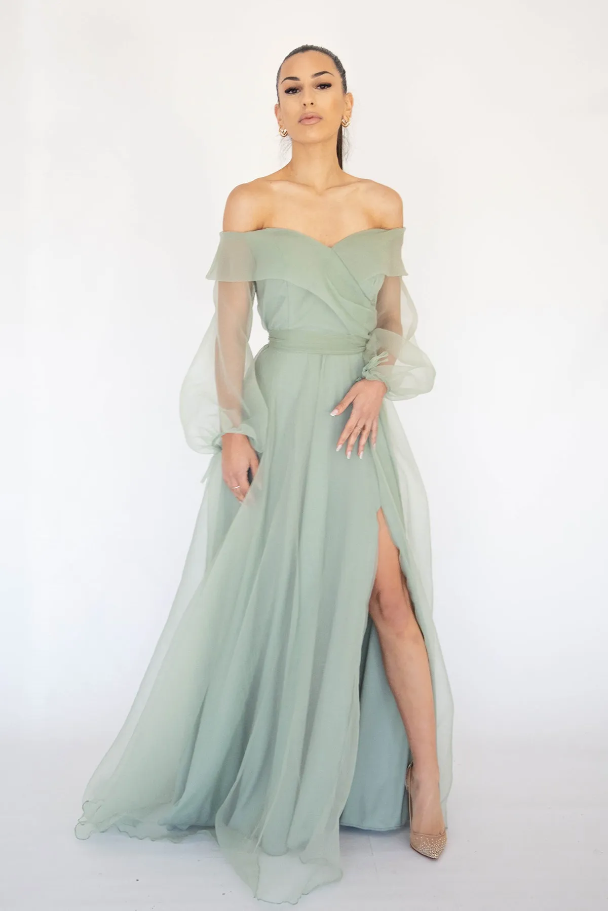 FINAL SALE: Rana Gown In Sage by HSH