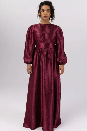 FINAL SALE: Raya Balloon Sleeve Maxi Dress Deep Burgundy by Veiled