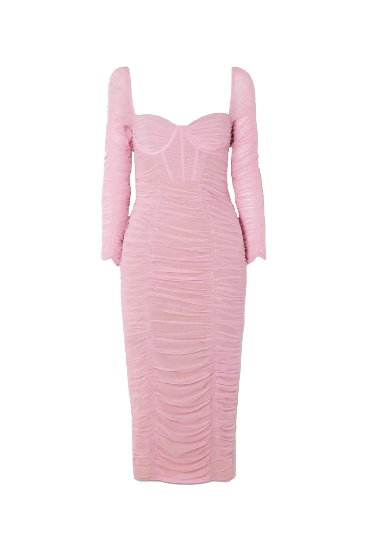 FINAL SALE: Ruched Stretch-Mesh Midi Dress by Self-Portrait