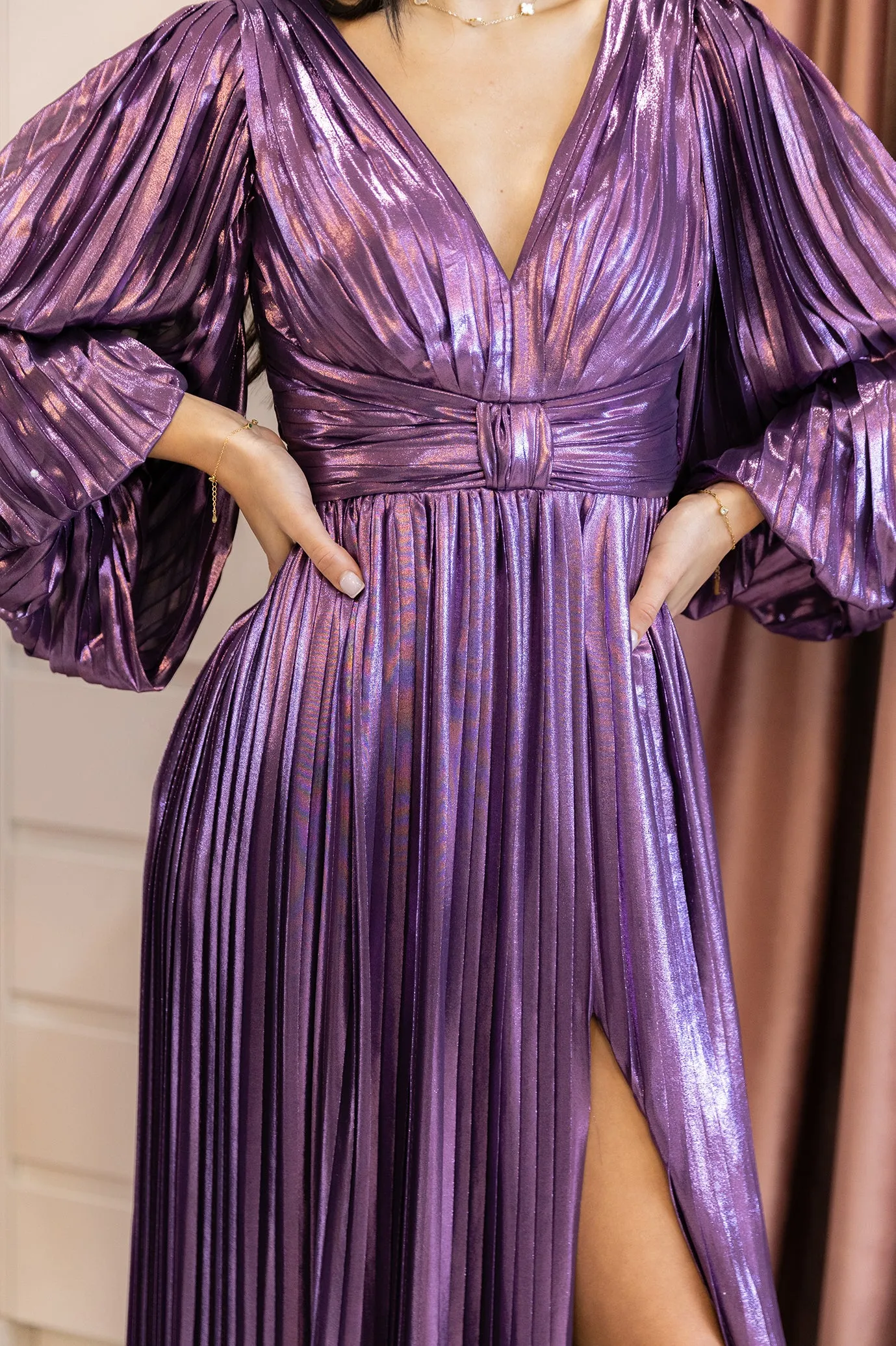 FINAL SALE: Sasha Metallic Purple Gown by HSH