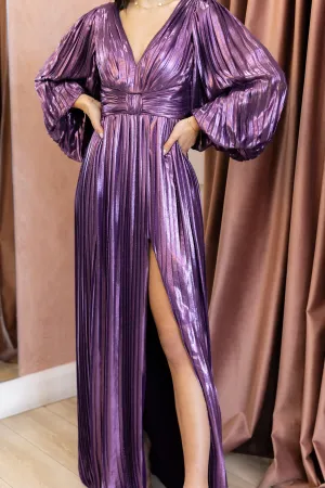 FINAL SALE: Sasha Metallic Purple Gown by HSH